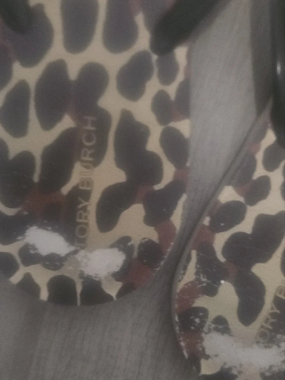 Tory Burch Leopard Print Flip Flop Sandals with Black Straps